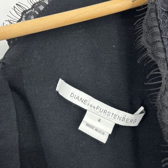 Diane Von Furstenberg Dress Size 4 Women Zarita Black Lace Cocktail Party Sheath - Picture 3 of 10